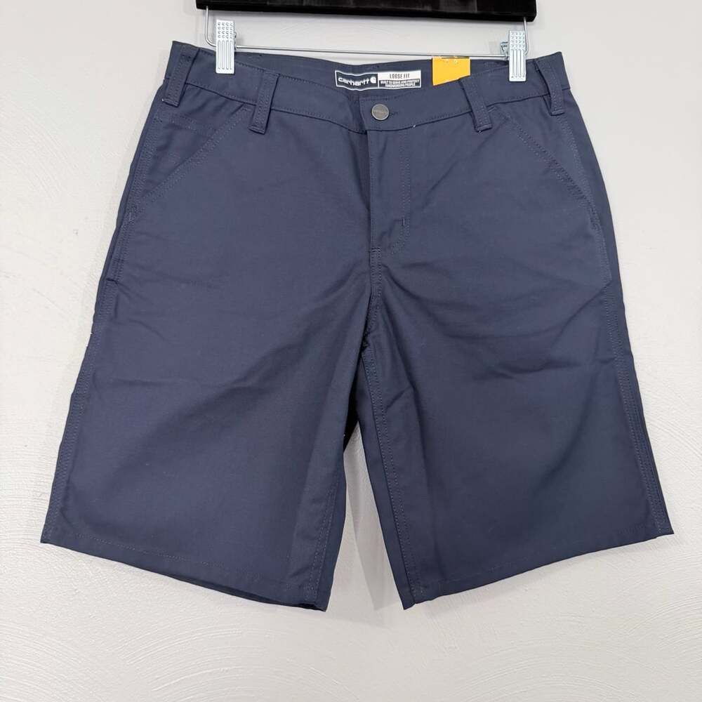 Carhartt Rugged Flex Loose Fit Canvas Work Short Size 8 Navy Blue